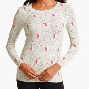 Talbots Sweater Cream and Pink Hearts